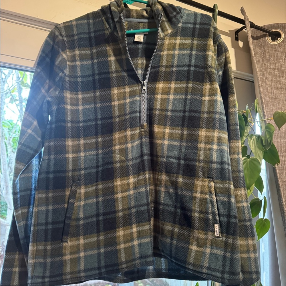 Mi Plaid Gray and Brown Half-Zip Pullover